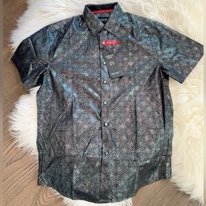 NWT American Breed Men’s Small  Geometric Smart Shirt Short Sleeve Button Up